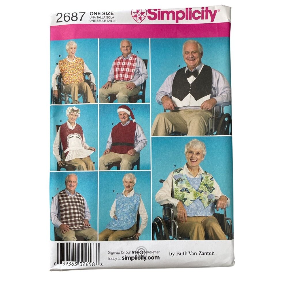 Simplicity 2687 Adult Clothing Protectors and Hats Sewing Pattern One Size UNCUT